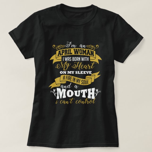 T-shirt d'anniversaire de femme d'avril (Design devant)