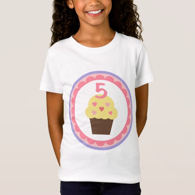 T-shirt d'anniversaire de petit gâteau 5 années (Devant)