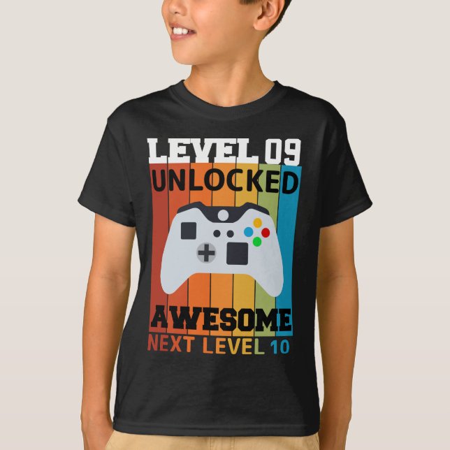 T-shirt d'anniversaire déverrouillé niveau 09 (Devant)