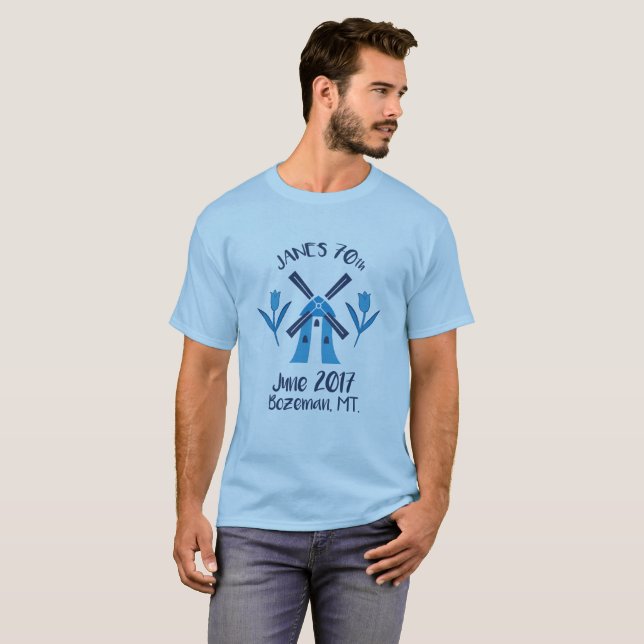 T-shirt d'anniversaire du logo des hommes (Devant entier)