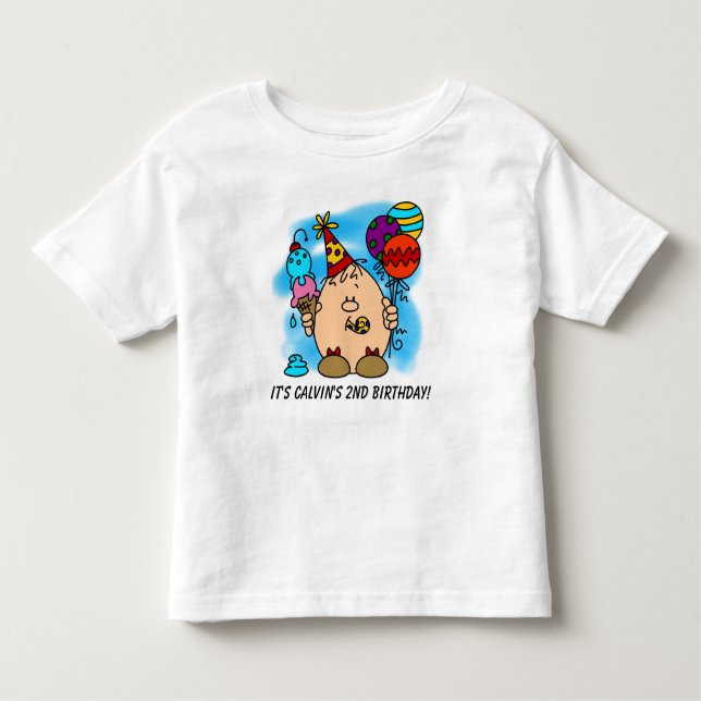 T-shirt d'anniversaire Eggbert personnalisable (Devant)