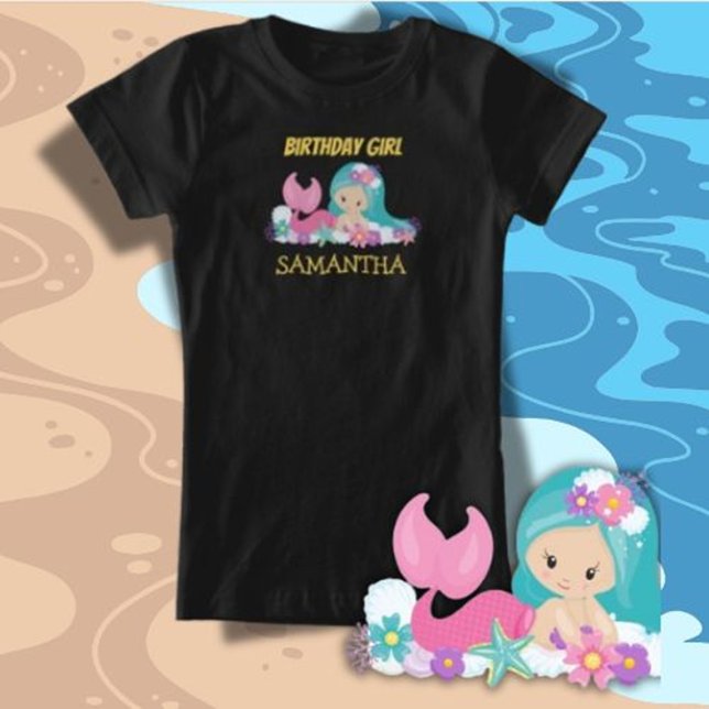 T-shirt d'anniversaire jaune sirène (Bringing a Touch of Magic with Mermaid Birthday Shirt)