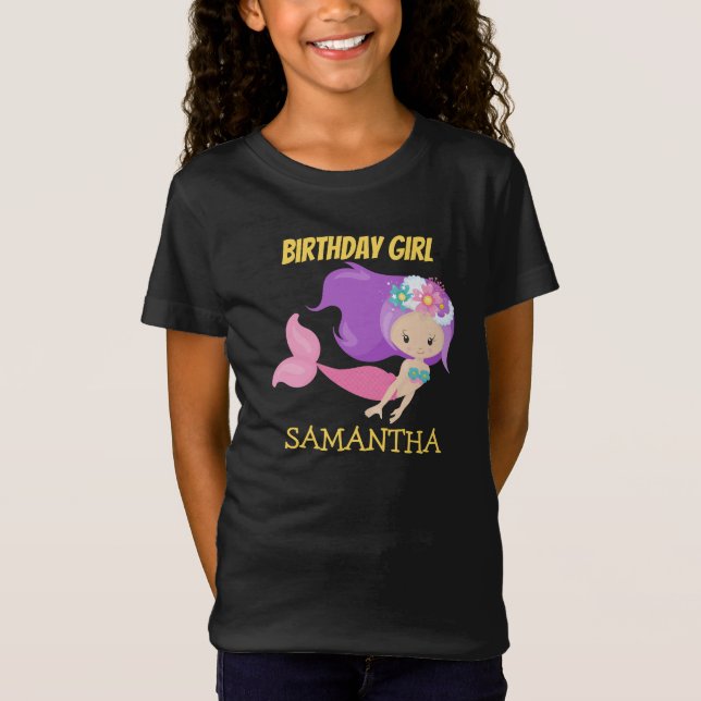 T-shirt d'anniversaire jaune sirène (Devant)