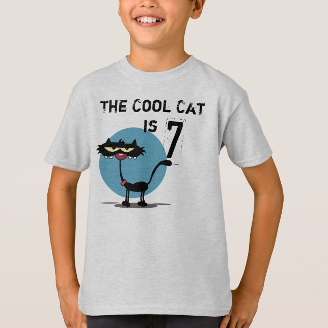 T-shirt d'anniversaire personnalisable Chat cool (Devant)