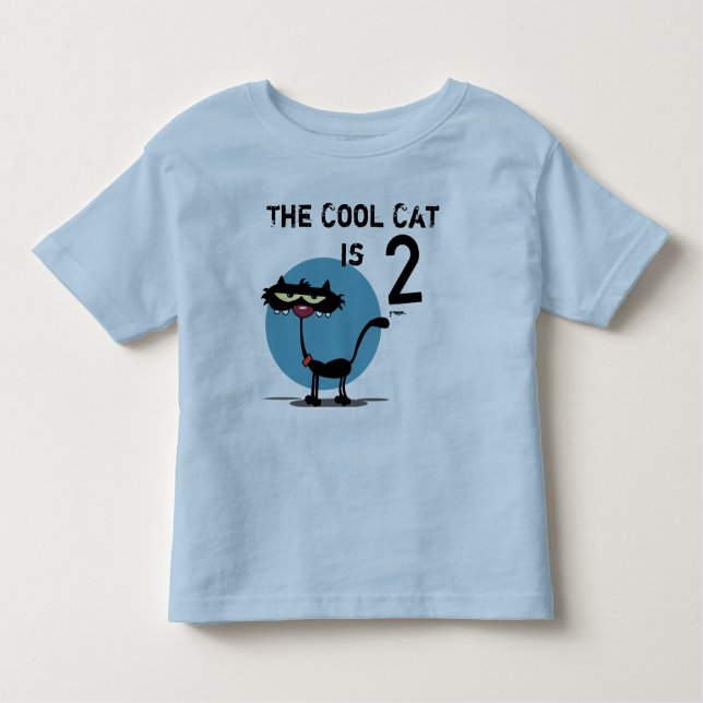 T-shirt d'anniversaire personnalisable Chat cool (Devant)
