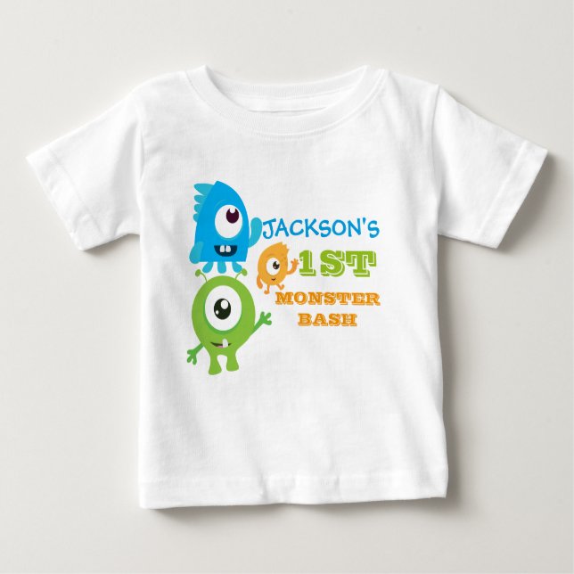 T-shirt d'anniversaire petit monstre, premier anni (Devant)
