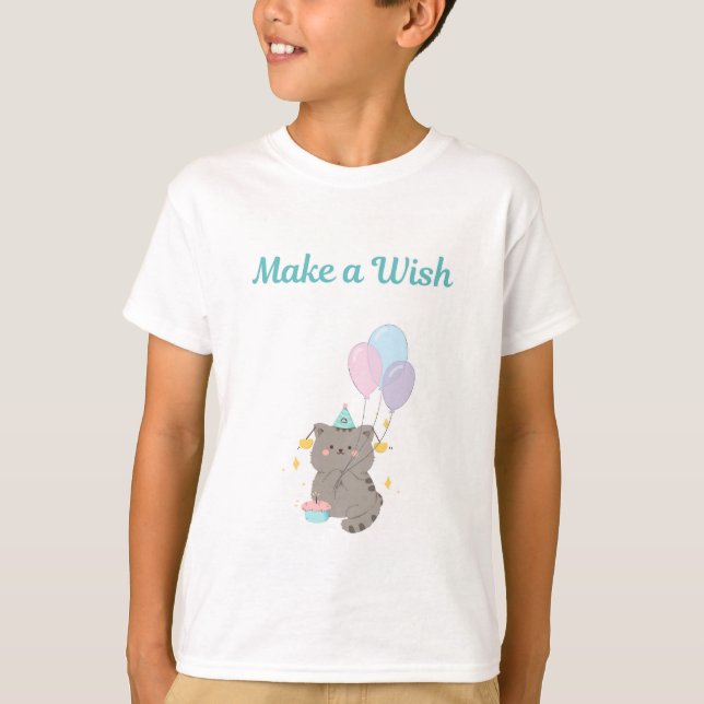T-Shirt d'anniversaire pour enfants Make a Wish (Devant)