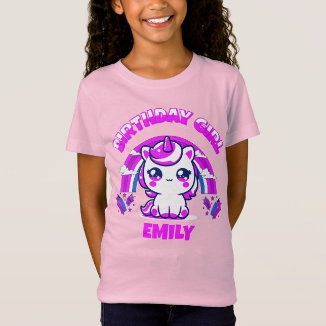 T-Shirt d'anniversaire pour filles licorne | Modif (Devant)