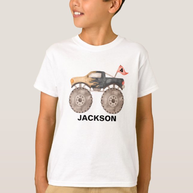 T-Shirt d'anniversaire pour garçon avec camion mon (Devant)