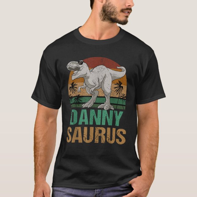 T-shirt Danny Saurus Dinosaur T Rex Prénom Personnaliser (Devant)