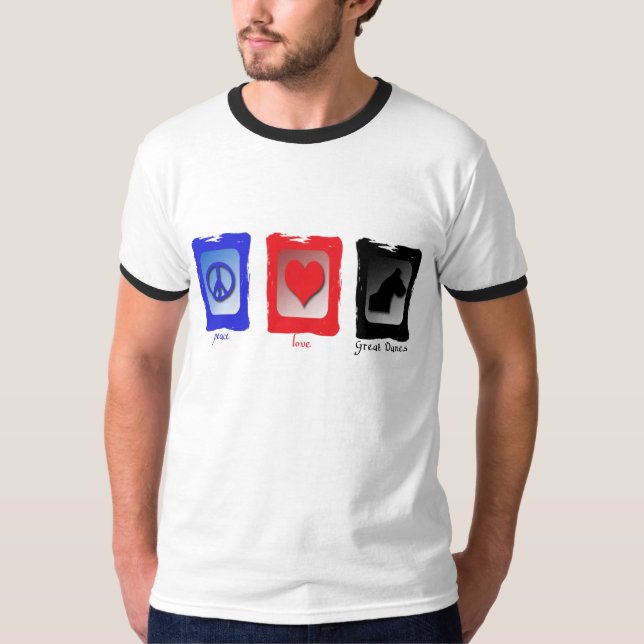 T-shirt Danois d'amour de paix grands (Devant)