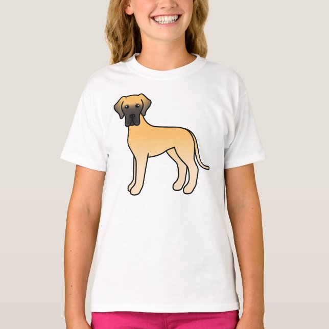 T-shirt Danois fauve Chien de dessin animé mignon (Devant)