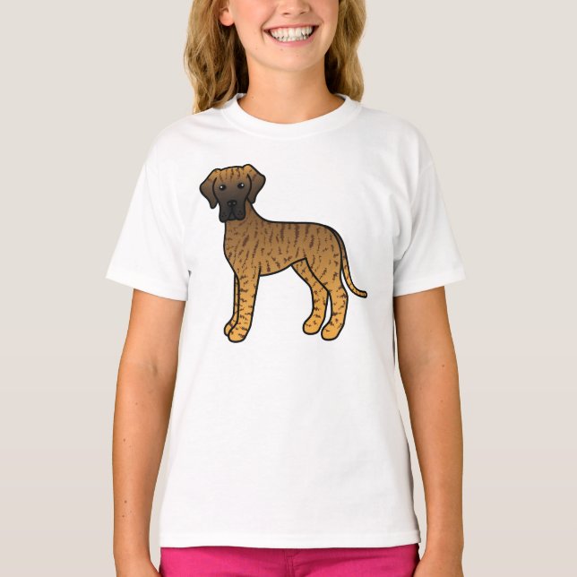 T-shirt Danois tigré mignon chien de dessin animé (Devant)