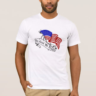 T-shirt Dans Dieu nous faisons confiance, blanc et bleu
