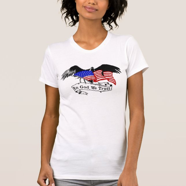T-shirt Dans Dieu nous faisons confiance, blanc et bleu (Devant)
