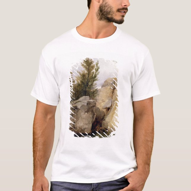 T-shirt Dans la forêt de Fontainebleau, c.1825 (l'huile (Devant)
