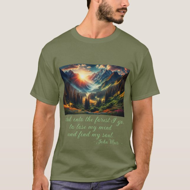 T-shirt "...dans la forêt, je vais..." citation de John Mu (Devant)
