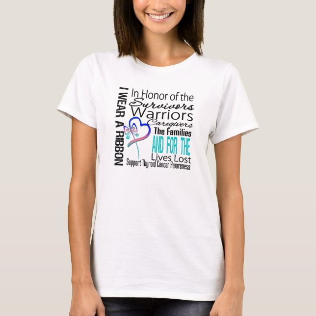 T-shirt Dans le cancer de la thyroïde de collage d'hommage (Devant)