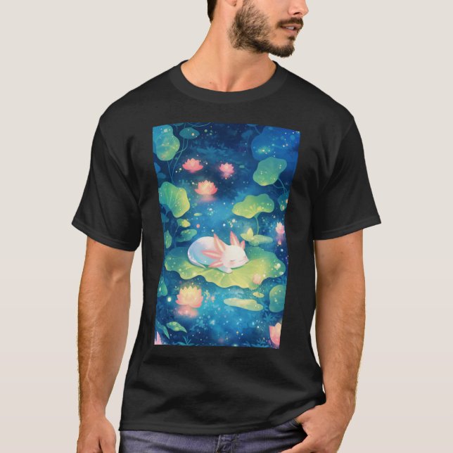 T-shirt Dans l'Étang de Fleurs Axolotl Douce Évasion (Devant)