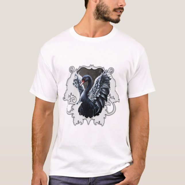 T-shirt Dans l'ombre de l'élégance : Un cygne noir. (Devant)