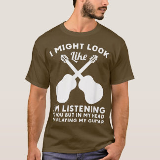 T-shirt Dans Ma Tête Je Joue Mon Guitare Musicien De La Gu