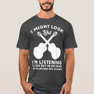 T-shirt Dans Ma Tête Je Joue Mon Guitare Musicien De La Gu