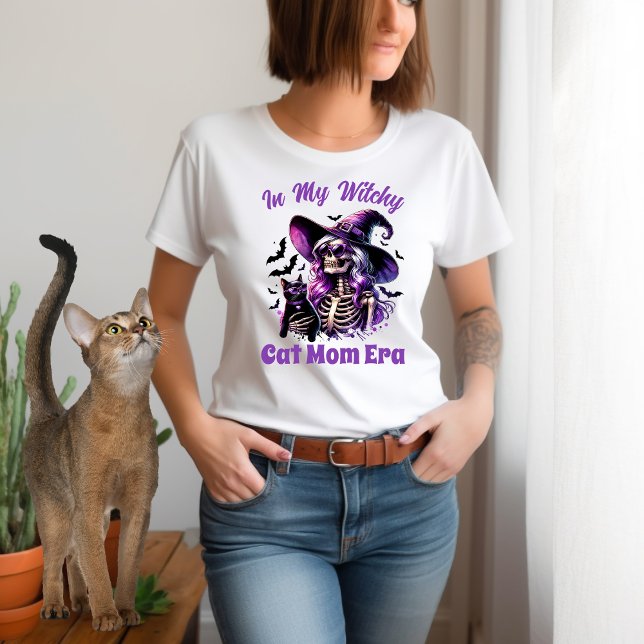 T-shirt Dans Mon Chat Witchy Maman Era Squelette Sorcière  (Créateur téléchargé)