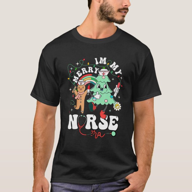 T-shirt Dans Mon Joyeuse Époque Infirmière Arbre de Noël N (Devant)