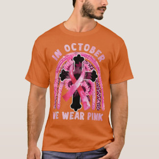T-shirt Dans October We Wear Pink Ribbon Jesus Breast Canc