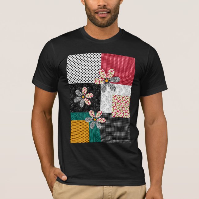 T-shirt Dans un motif rustique patchwork de couleurs multi (Devant)