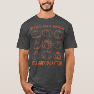 T-shirt Dans Un Patch Plein De Citrouilles Soyez Jack O' L