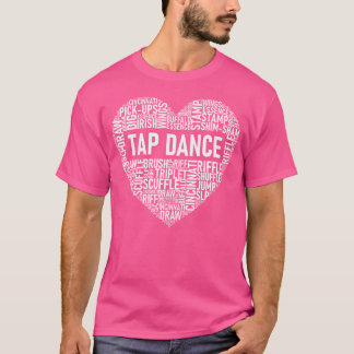 T-shirt Danse à claquettes Nuage de mots en forme de cœur 
