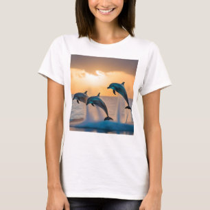 T-shirt Danse au crépuscule : Trois dauphins sautent