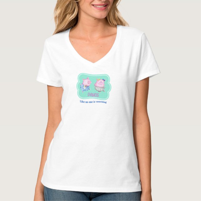 T-shirt Danse comme personne ne regarde de joyeux cochons  (Devant)