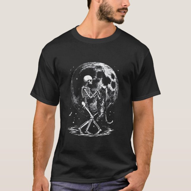 T-shirt Danse de la Lune du Chat Squelette (Devant)