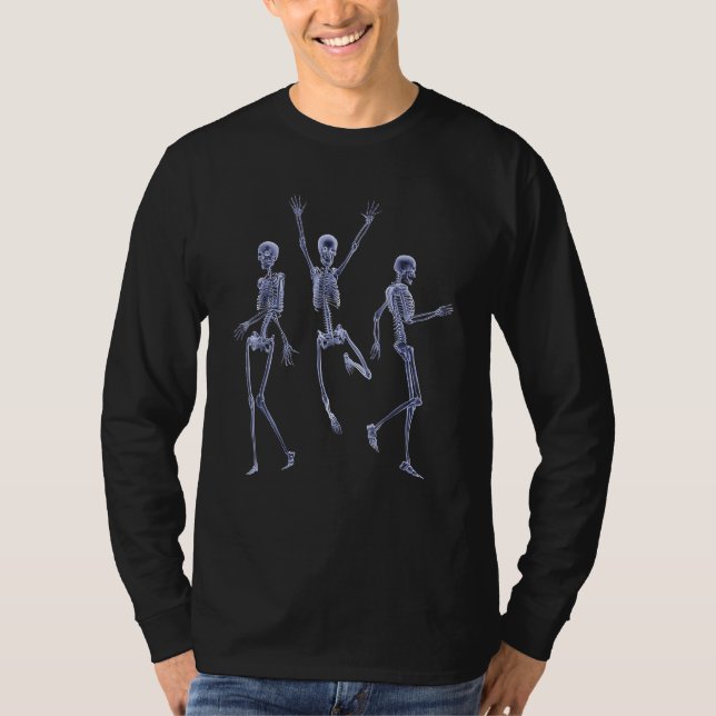 T-shirt Danse De La Mort Macabre Squelette Crâne Éffrayant (Devant)
