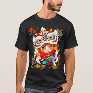 T-shirt Danse de lion de cheval drôle Nouvel An chinois en