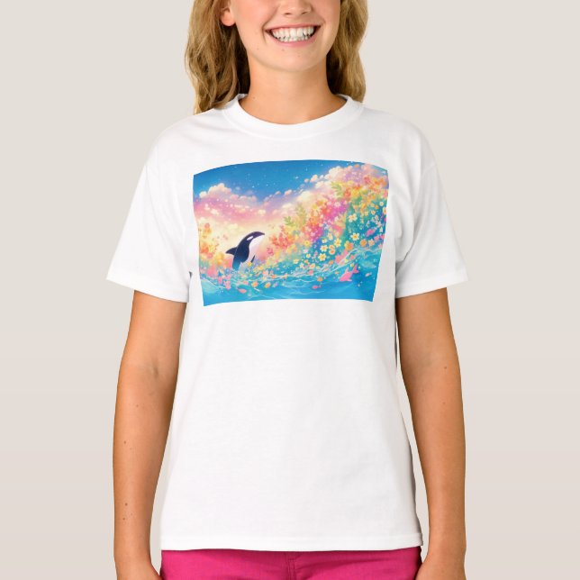 T-shirt Danse de l'orque dans des eaux lumineuses (Devant)