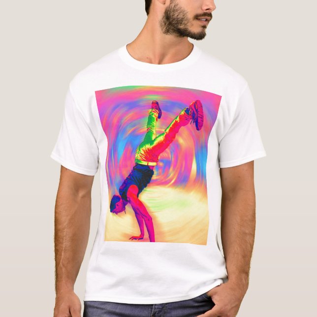 T-shirt Danse de rue, arc-en-ciel, radial (Devant)
