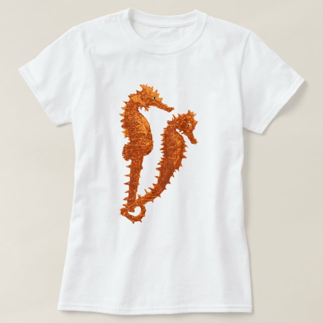 T-shirt Danse Des Chevaux De Mer (Orange) (Design devant)