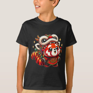 T-shirt Danse du dragon Panda rouge du Nouvel An chinois
