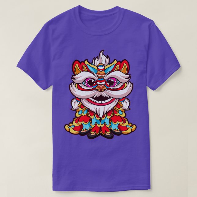T-shirt Danse du lion chinois t ; Lion chinois t ; (Design devant)