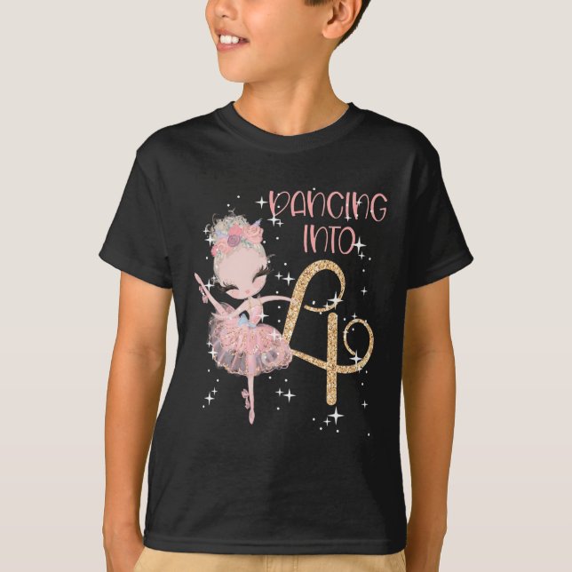T-shirt Danse en 4e anniversaire Fille Ballet Party Danse (Devant)