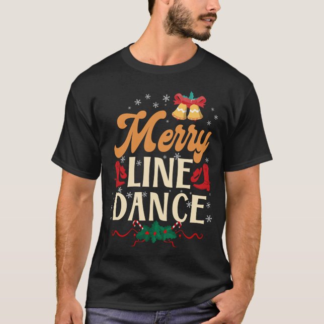 T-shirt Danse en ligne Joyeuse ligne Danse Noël (Devant)