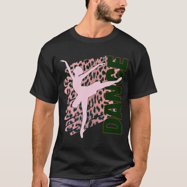 T-shirt Danse Hot rose Empreinte de léopard Ballerina Danc (Devant)