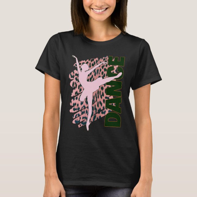 T-shirt Danse Hot rose Empreinte de léopard Ballerina Danc (Devant)