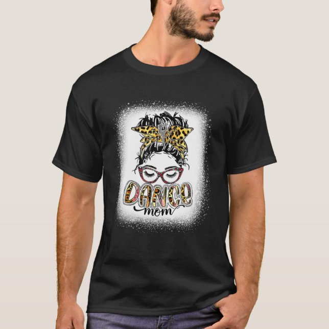T-shirt Danse Maman Leopard Messy Bun Bleached Women Mothe (Devant)