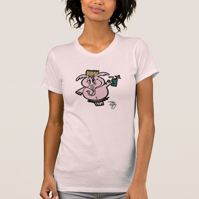 T-shirt Danse polynésienne d'éléphant rose ! (Devant)