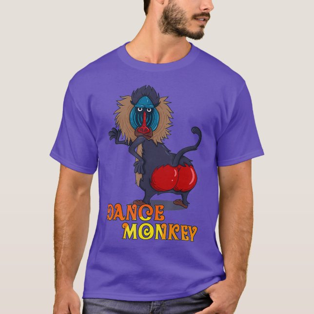 T-shirt Danse Singe babouin singe avec disco cul rouge (Devant)