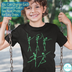 T-shirt Danse squelette ballet danseuse vert drôle éffraya